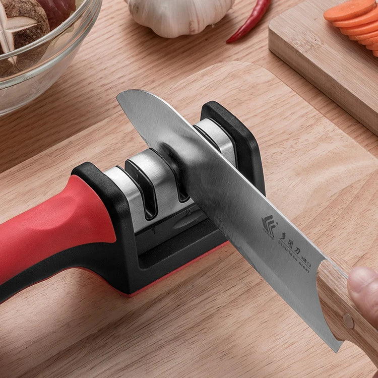 Kitchen 3/4-Segment Steel Knife Sharpener Household Multi-Functional Hand-Held Black Whetstone for Multiple Purposes